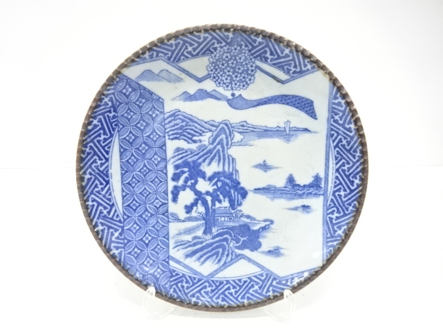 古伊万里　印判手　山水　九寸皿